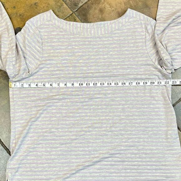 Chico’s Striped Purple Shimmer Silver Blouse Long Sleeves 3 XL 16 - Picture 5 of 11